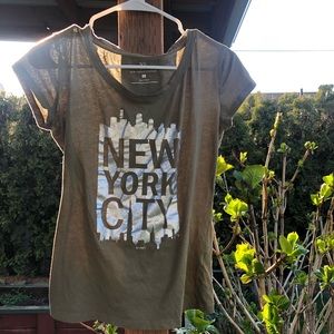 New York & Company olive green graphic NYC tee